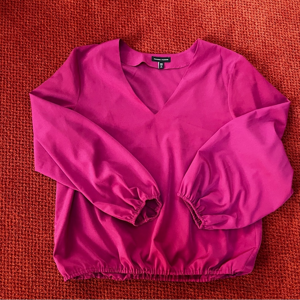 Universal Standard Fuchsia V-Neck Blouse